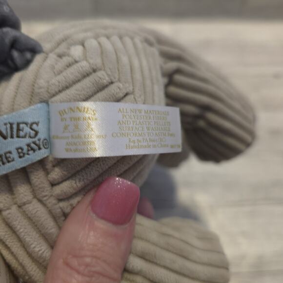 Bunnies By The Bay Gray Elephant 7" Inch Plush Corduroy Ribbed Stuffed Animal - Picture 7 of 9